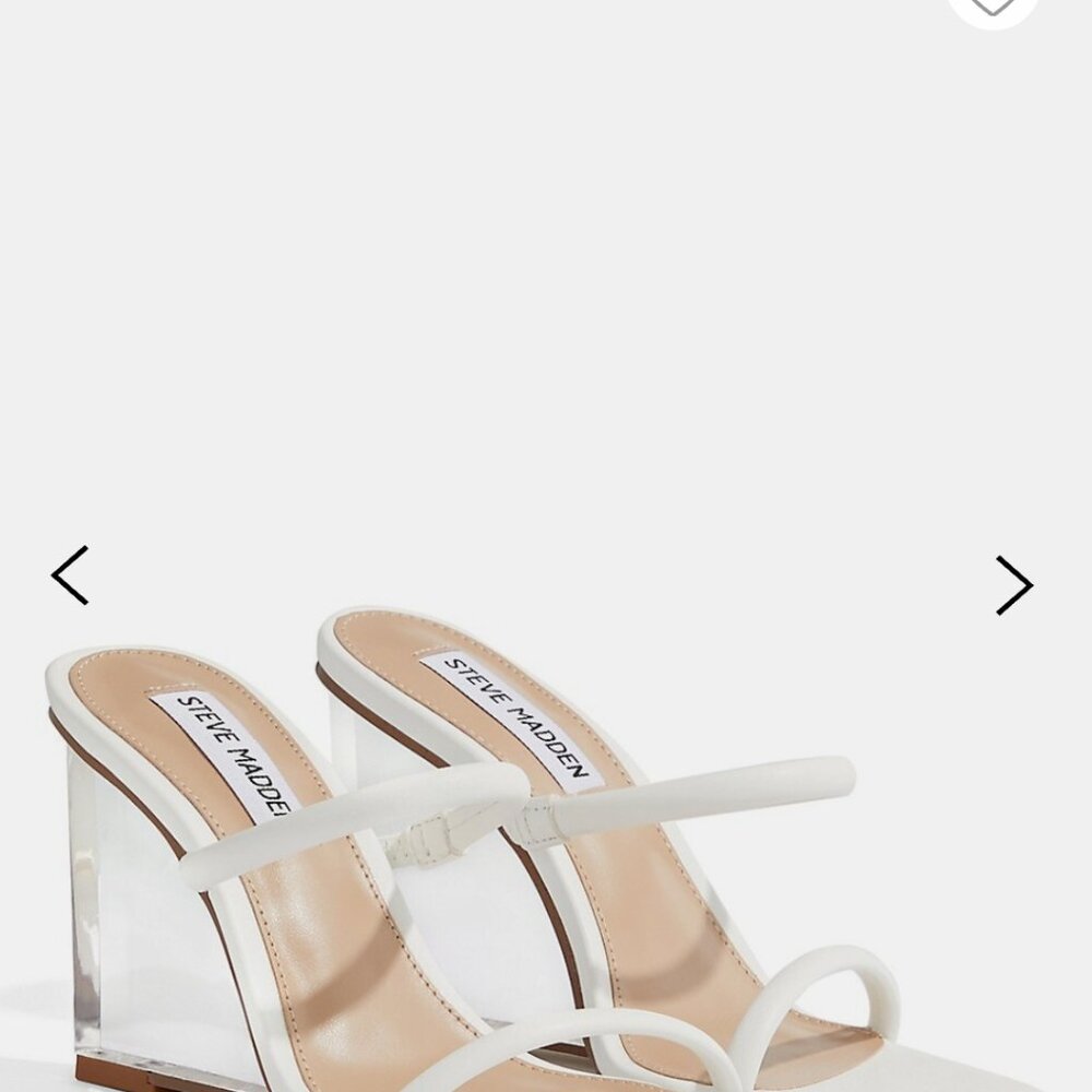 BNIB Steve Madden Clear Wedge Heels White Polat Transparent Size 10